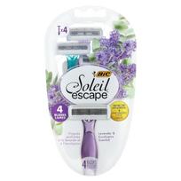 BIC, Soleil Escape, moteriškas vienkartinis skustuvas, levandų ir eukaliptų, 4 skustuvai