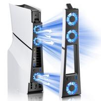 PS5 Slim Cooling Fan, Quiet 28dB(A) Air Cooling System with 3 Fans, USB 3.0 Port,Compatible with PS5 Slim Digital/Discs Edition juoda