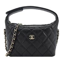 Chanel 25c Klasikinė grandinėlė Metalinis logotipas Oda Austa grandinėlė Hobo krepšys Vienos peties Crossbody Grūdėta karvės odos medžiaga Auksinės detalės Rankinė Moteriškas Juodas Shopping Bag Set(Basic Set+Shopping Bag) juoda