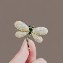 Dragonfly Themed Fashion Enamel Crystal Rhinestones Brooch Pin for Women Jewelry Clothes Dress Scarf Decoration žalia