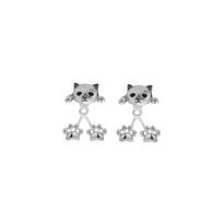 Silver Cat Earrings Korean Style Cat Paw Earrings Fashion Kitten Stud Earrings  Party Gift Style 1