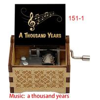 A Thousand Years Vintage Rectangle Wooden Music Box-Hand Cranked Gifts for Lovers Girlfriend Boy Friends Wife (as the picture,Small)