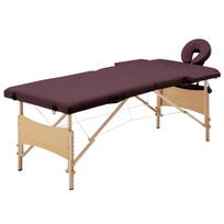 Folding Massage Table with 2 Zone Design and Wooden Frame Burgundy Purple