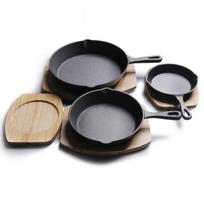 Cast Iron Pan Kitchen Stovetop Oven Use Pre-seasoned Grill Pan Non Stick Frying Pan with Silicone Hot Handle Holder (as the picture,14cm)