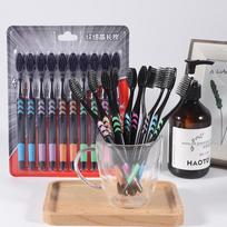 10 vnt/pak. Minkštas bambuko anglies nano dantų šepetėlis juodas dantų šepetėlis Dantų asmeninių dantų priežiūra 10pcs/set juoda