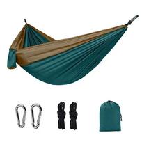Outdoor Single Camping Hammock, Color Nylon Parachute Fabric, High Strength Portable Hanging Bed Green-1