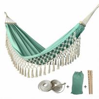 Canvas Camping Hammock Tassel Garden Swing Hammock Stylish Double Hammock  Outdoor žalia