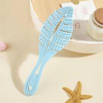 Flexible Leaf Shaped Hair Brush with Vent Design Detangling Comb for Wet and Dry Hair Suitable for All Hair Types Scalp Massage Tool One Size mėlyna
