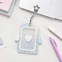 Cream Angel Wings Small Card Holder Acrylic Hard Card Holder Angel Small Card ID Card Film Card Holder