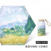 16-Rib Folding Umbrella Women UV Protection Rain Sun Dual Use Large Reinforced Canopy Wheat Field Cypress Tree - Rain Sun Dual-Use