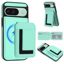 For Google Pixel 8 9 10 Pro XL Case Protective Cover Card Holder Stand Coin Magnetic Wallet Supports Wireless Charging Pixel8 mėtų žalios spalvos
