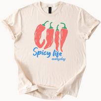 Spicy Life Everyday Graphic T Shirt with Red Chili Peppers Fun Food Lover Shirt Unique Pepper Print Tee for Spicy Food Fans 100