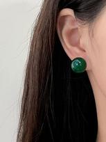 S925 Sterling Silver Natural Red Agate Black Onyx Round Stud Earrings for Women
