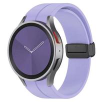 Original Silicone Band for Samsung Galaxy Watch 6 5 4 Classic Strap 47mm 43mm 44mm 40mm Magnetic Buckle Galaxy Watch 5 Pro 45mm Watch 6 Classic 47mm šviesi violetinė