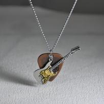 Chain Choker Punk Rock Pendant Sweater Chain Music Guitar Necklace Guitar Pick Necklace  Hip Hop sidabras
