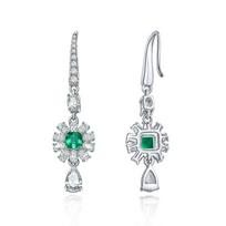 Gica Gema 925 Sterling Silver Flower 4*4mm Green Stone Drop Earrings Romantic Fine Jewelry Wedding Party Gifts 925 Silver žalia