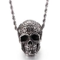 Gothic Punk Skull Head kaklo pakabukas vyrams Moterys su 60 cm ilga grandinėle senoviniais nerūdijančio plieno vyriškais papuošalų priedais 60CM gray