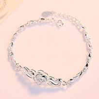 S999 Sterlinginio Sidabro Apyrankė Blizgi Paprasto Sidabro 999 Rožinė Paprasta Sterlinginio Sidabro Moteriška Sidabrinė Apyrankė Adjustable size