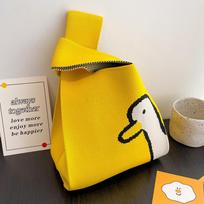 Moterims megzta hobo rankinė Nerta spalvota mazgo riešinė rankinė apsipirkinimui, darbui, mokyklai Riešinė rankinė maža nerta riešinė rankinė moterims yellow