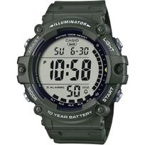 CASIO standartinis skaitmeninis laikrodis AE-1500WHX-3AV Ilgas dirželis Vyriškas Karinio žaliumo spalvos Užjūrio modelis