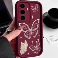 Auksinis drugelio rašto telefono dėklas, skirtas Samsung Galaxy A56 A55 A36 A35 A26 A25 A15 5G A24 A23 A22 A52 A71 A72 4G Dangtelis A72 4G 5G
