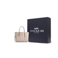 COACH Mollie Padengto Drobės Pirkinių Krepšys, Peties Krepšys, Crossbody Krepšys, Rankinė 25 Moteriškas Smėlio Spalvos Gift Box Set (Basic Set + Black Gift Box)