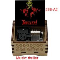 Vintage Wooden Wind up Thriller Music Box Music Movement Gift for Fans Friends Birthday Family Holiday Gift (as the picture,Small)