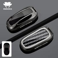 For Tesla Model 3 Y S Model X Zinc Alloy Carbon Fiber Car Key Protection Shell Cartoon Smart Remote Key Cover Car Accessories