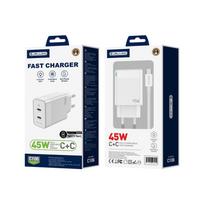 Jellico Travel Charger For Iphone Samsung Tablet 2Xusb-C 45W Pd balta