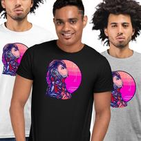 Future Colorful Robot With Headphones Cyberpunk Art Abstract Unisex TShirt L