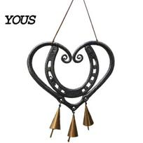 Outdoor Wind Chime Bells Vintage Metal Heart Shape Chimes Pendant, Retro Distressed Love Three Durable Courtyard Decoration Chimes, Waterproof juoda