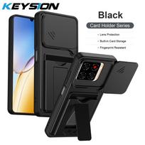 KEYSION Card Slot Holder Bag Phone Case for ZTE Blade A56 Slide Camera Protection Kickstand Shockproof Cover for Blade A56 Pro for ZTE Blade A56 juoda