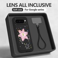 Cartoon Lily Flower Print Phone Case For Google Pixel 10 9 8 7 Pro Pixel 9 10 Pro XL 7A 8A 9A Shockproof TPU Soft Lanyard Cover Google Pixel 10 Pro XL