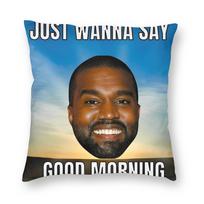 Kanye West Meme Face Pillowcase Printing Polyester Cushion Cover Decorations Pillow Case Cover Home Square 40*40Cm Peach skin 18*18(CM)-1Pcs