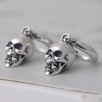 2020 New 100 %Real S925 Pure Silver Fashion Jewelry Woman Earrings Vintage Thai Silver Skull Bell Earrings Woman