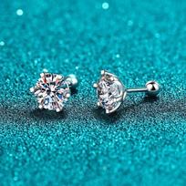 Moissanito įsmeigiami auskarai 18K baltojo aukso padengtas sterlingų sidabras D VVS1 apvalaus kirpimo laboratorinis deimantas sraigtiniai auskarai moterims 0.2ct 3.5mm