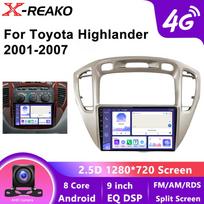 2 Din Android 12 For Toyota Highlander 1 XU20 2001-2007 Car Radio Multimedia Video Player Navigation CarPlay Stereo DVD Head Unit 8 core 4GB+64GB