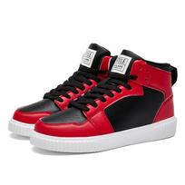 Madingi Raudoni Vyriški Aukštakulniai Sportbačiai Patogūs Odiniai Sportiniai Batai Vyrams Unisex Sportbačiai Hip-Hop Batai Vyrams zapatillas hombre 36