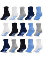 Toddler Socks With Grips For Boys Girls 15 Pairs Non Slip Sticky Crew Socks For 1-10 Years Baby Kids 1-3Y