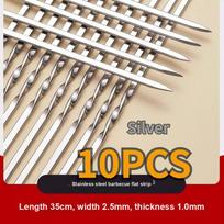 20 vnt. nerūdijančio plieno kepsninės iešmai mėsai, ėrienos iešmai, kukurūzų šakutė, plokščias metalinis iešmas, pradūrimo įrankis 10 PCS 2.5*350mm sidabras