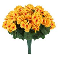 1/6/12 vnt. dirbtinė pelargonijos gėlė su žaliais lapais, realistiška, UV atspari, dirbtinio šilko gėlė, patalpoms ir laukui 1pc geltona
