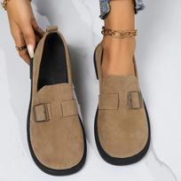 Didelio dydžio Moteriški Loafers Pavasario Rudens Retro Batai Nauji Loafers Plokšti Neslystantys su sijonu Minkštu padu Vienviečiai batai 35 tamsi chaki spalva