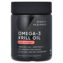 Sporto tyrimai, Omega-3 krilių aliejus, dvigubas stiprumas, 2000 mg, 60 minkštųjų gelių (1000 mg viename minkštame gelyje)