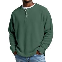 Men's Knit Casual Collar Pullover - Long Sleeve Daily Wear XXXL armijos žalia spalva