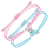 Set Of 2 Butterfly Matching Friendship Bracelets Braided Rope Handchain Fashionable Accessories for Couples and Girls white