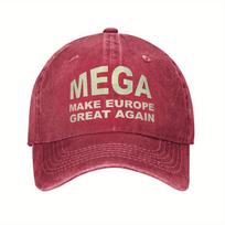MEGA MAKE EUROPE GREAT AGAIN Adjustable Baseball Cap  Black Vintage Style Casual Headwear Adjustable