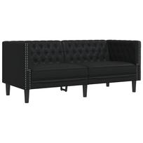 Chesterfield 2 Seater Sofa in Black Artificial Leather