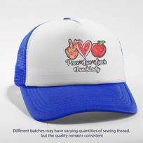 Peace Love Lunch Lady Trucker Hat Mesh Breathable Adjustable Casual Baseball Cap for Adults Unisex One Size