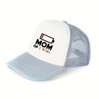 Low Battery Mom of  Kids Trucker Hat Adjustable Polyester Mesh Baseball Cap Casual One Size