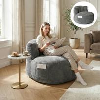 Didelė pupų maišo kėdė suaugusiems, milžiniška grindų sofa su atminties putomis, didelė tinginio sofa tamsiai pilka spalva